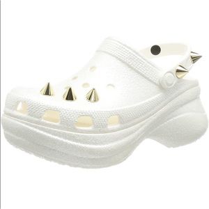 CROCS Bae Spiked Glitter Platform White clogs size 10 NEW WITH TAGS
